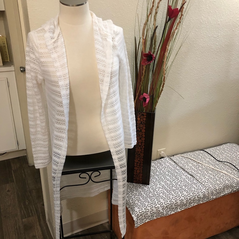 Long knitted hooded cover up